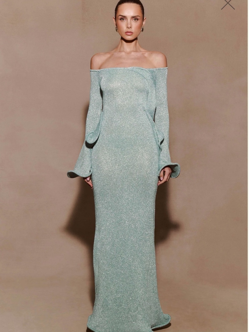Meshki Sandrine Lurex Knit Maxi Dress - Aqua